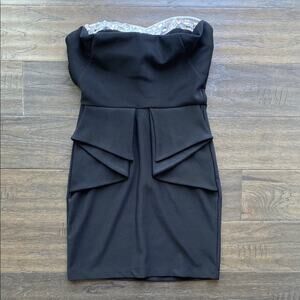 RUBY ROX Strapless Dress Womens Sz XS Black Rhinestone Stretch Cocktail Prom